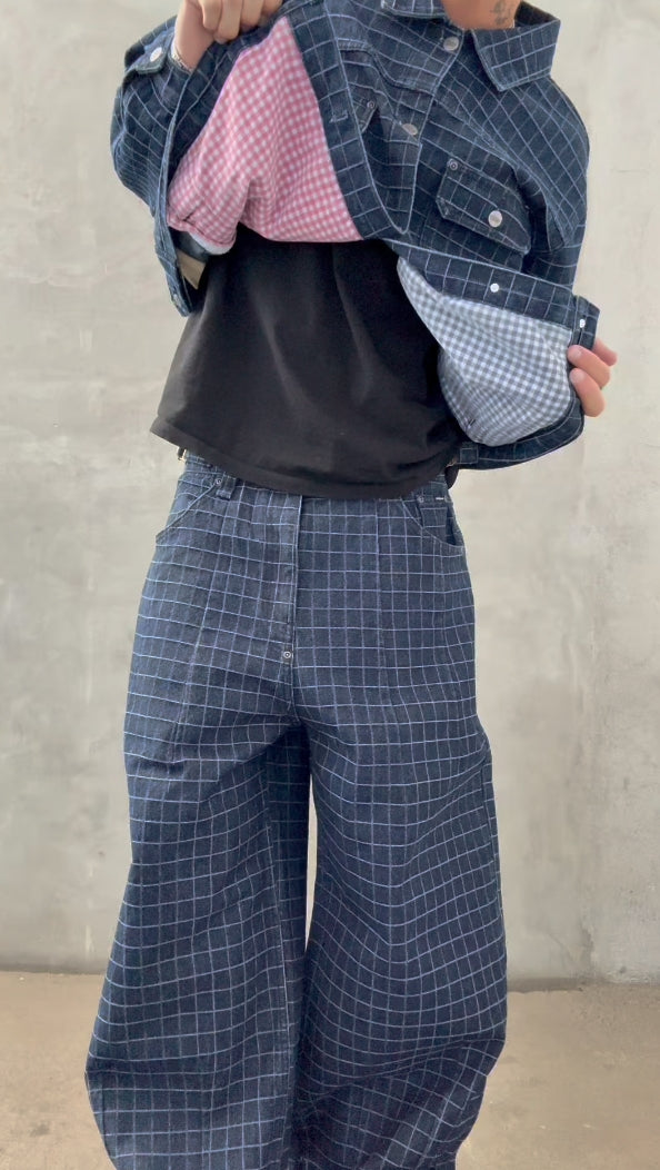 UNIQUE PLAID DENIM