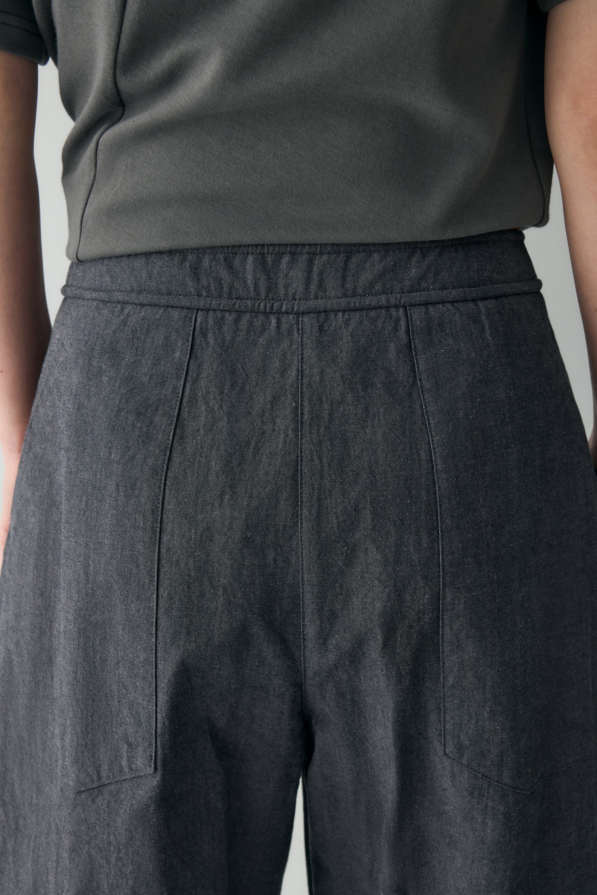 COTTON-LINEN BELTED PANTS