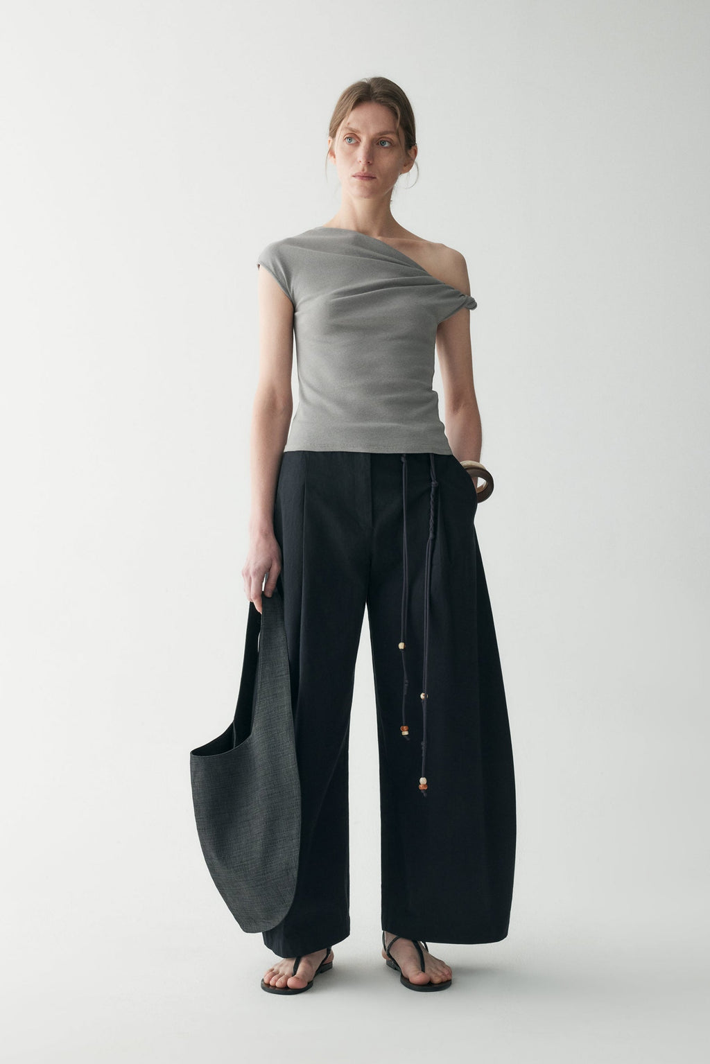COTTON-LINEN BELTED PANTS